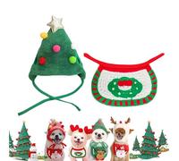 Adorable Christmas Tree Pom-Pom Hat, Adjustable Cat Dog Christma Collar Hats, Comfortable Soft, for Holiday Photo, Party, Gathering (Style B,S)