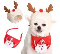 Adorable Christmas Tree Pom-Pom Hat, Christmas Tree Costume Dog Hat (Red Deer Set)