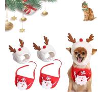 Adorable Christmas Tree Pom-Pom Hat, Christmas Tree Hat for Dogs & Cats - Adjustable Trees Hats for Dogs or Cats (White*2,M)