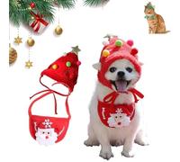 Adorable Christmas Tree Pom-Pom Hat, Christmas Tree Hat for Dogs & Cats - Adjustable Trees Hats for Dogs or Cats (Red*1,M)
