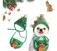Adorable Christmas Tree Pom-Pom Hat, Christmas Tree Hat for Dogs & Cats - Adjustable Trees Hats for Dogs or Cats (Green*1,S)