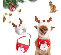 Adorable Christmas Tree Pom-Pom Hat, Christmas Tree Hat for Dogs & Cats - Adjustable Trees Hats for Dogs or Cats (White*1,M)