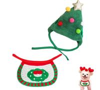 Adorable Christmas Tree Pom-Pom Hat, Christmas Tree Hat for Pets, Dog and Cat Matching Costumes, Funny Soft Pet Hats, for Small Dogs Cats Pets Santa Gifts (Green-A,Small 2.2-8.8 lbs)