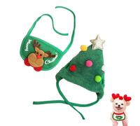 Adorable Christmas Tree Pom-Pom Hat, Christmas Tree Hat for Pets, Dog and Cat Matching Costumes, Funny Soft Pet Hats, for Small Dogs Cats Pets Santa Gifts (Green-B,Medium 8.8-16.5 lbs)