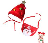 Adorable Christmas Tree Pom-Pom Hat, Christmas Tree Hat for Pets, Dog and Cat Matching Costumes, Funny Soft Pet Hats, for Small Dogs Cats Pets Santa Gifts (Red,Medium 8.8-16.5 lbs)