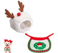 Adorable Christmas Tree Pom-Pom Hat, Christmas Tree Hat for Pets, Dog and Cat Matching Costumes, Funny Soft Pet Hats, for Small Dogs Cats Pets Santa Gifts (White-B,Small 2.2-8.8 lbs)