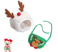 Adorable Christmas Tree Pom-Pom Hat, Christmas Tree Hat for Pets, Dog and Cat Matching Costumes, Funny Soft Pet Hats, for Small Dogs Cats Pets Santa Gifts (White-A,Medium 8.8-16.5 lbs)