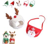 Adorable Christmas Tree Pom-Pom Hat, Dog Santa Hat, Christmas Tree Hat & Bib for Dogs & Cats, Dog Santa Costume, for Festive Photos, Christmas Parties (Cstyle,8.8-16.5 lbs)