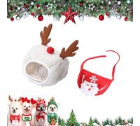 Adorable Christmas Tree Pom-Pom Hat, Dog Santa Hat, Christmas Tree Hat for Pets, Adjustable Cat Dog Christmas Collar, Dogs and Cats Christmas Costumes (Style-C,Medium)