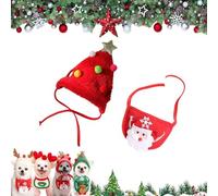 Adorable Christmas Tree Pom-Pom Hat, Dog Santa Hat, Christmas Tree Hat for Pets, Adjustable Cat Dog Christmas Collar, Dogs and Cats Christmas Costumes (Style-B,Small)