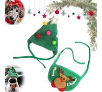Adorable Christmas Tree Pom-Pom Hat for Dog, Dog Santa Costume, Christmas Hat for Pet, Funny Soft Pet Christmas Decorations Supplies for Festive Photos (Green-L)