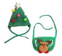 Adorable Christmas Tree Pom-Pom Hat For Dog, Dog Santa Hat, Funny Soft Pet Christmas Decorations Supplies, Cute Durable Holiday Accessory (Green-L(8.8-16.5lbs))