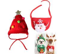 Adorable Christmas Tree Pom-Pom Hat for Dogs, Adjustable Dog Christmas Hat Santa Hats, Green Velvet Headdress Funny Soft PetHat (A,Large)