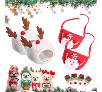 Adorable Christmas Tree Pom-Pom Hat for Dogs & Cats,Christmas Tree Costume,Funny Soft Pet Accessory,Plush Headgear and Bib for Dogs Accessories Costume (2pcs-d,Small)