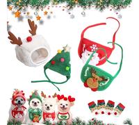 Adorable Christmas Tree Pom-Pom Hat for Dogs & Cats,Christmas Tree Costume,Funny Soft Pet Accessory,Plush Headgear and Bib for Dogs Accessories Costume (2pcs-g,Small)