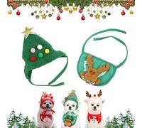 Adorable Christmas Tree Pom-Pom Hat for Dogs, Christmas Tree Hat for Pets, Pets Photo Props Decorations Supplies (B)