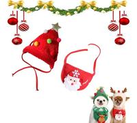 Adorable Christmas Tree Pom - Pom Hat for Dogs, Christmas Tree Hat for Pets, Snowman Striped Knit Scarf Trees Decor, Adjustable Ties (01,Medium)