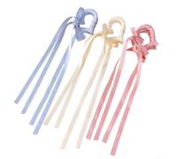 Adorable clip para el pelo en forma de corazón con cinta de satén y borlas que fluyen, bonito pasador de agarre de amor para mujeres y niñas, accesorio de plástico vibrante para el cabello para el día