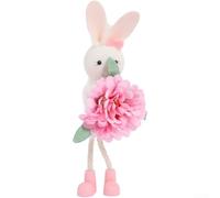 Adorable colgante de ángel de conejo de Pascua con vibrante diseño floral 3D para decoraciones de vacaciones de primavera, adecuado para puerta de pared o para configuración de fiesta (rosa)