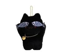 Adorable colgante de bolsa de felpa de gato, divertido colgante de muñeca creativa, llavero decorativo para cumpleaños, premios de aula, rellenos de bolsas de regalo, llavero, Negro, Refer to