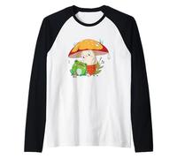 Adorable compañero de Setas y Ranas del Bosque para los Amantes de la Naturaleza Camiseta Manga Raglan
