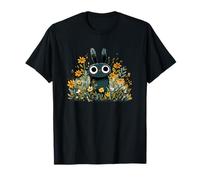 Adorable Conejo Negro en Flores Silvestres Amarillas Camiseta