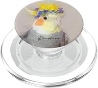 Adorable corona de flores con retrato de cacatúa, regalo para mascotas PopSockets PopGrip para MagSafe