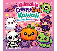 Adorable Creepy Cute Kawaii Coloring Book for Kids: Fun & Friendly Spooky Characters Cute Ghosts, Monsters, Bats & Pumpkins
