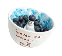 Adorable cuenco de cerámica con sello de 12,7 cm de capacidad, apto para horno, para bebés, adultos, comidas diarias, apto para lavavajillas, apto para lavavajillas