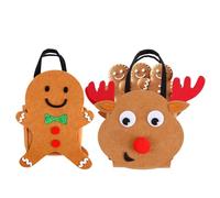 Adorable Design Christmas Tote Bags, Gingerbread Pouch Tote Bags, Reusable Holiday Storage Bag, Decoration Event Favor Bags 24.5x14.5cm for Christmas, Treats, Event, Brown Color