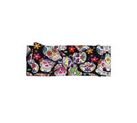 Adorable diadema con lazo para bebé con estampado de calavera de terror de azúcar muerto, suave, elástica y agradable al tacto para recién nacidos y niños pequeños