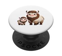 Adorable diseño de Animales de Yak y Ternero de Dibujos Animados PopSockets PopGrip Adhesivo