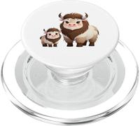 Adorable diseño de Animales de Yak y Ternero de Dibujos Animados PopSockets PopGrip para MagSafe
