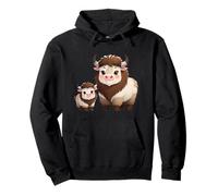 Adorable diseño de Animales de Yak y Ternero de Dibujos Animados Sudadera con Capucha