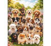 Adorable Dog Breed Notebook with Happy Puppies in a Flower Garden | Positive Thinking Journal for Dog Lovers, Kids, Teens and Everyday Notes: School, Gratitude, Dreams and Creative Writing