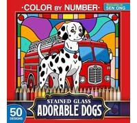 Adorable Dogs Stained Glass Color by Number: 50 Cute and Popular Pups from Around the World (Stained Glass Color By Number Collection)