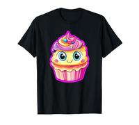 Adorable espiral de arcoíris con forma de magdalenas kawaii, ojos grandes Camiseta