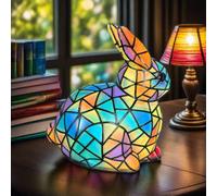 Adorable estatua de conejo de resina - Luz nocturna LED, adorno creativo para amantes de los conejos en casa y la oficina.