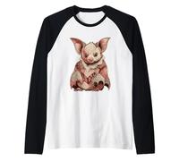 Adorable Estilo Kawaii de murciélago de Patchwork Cottagecore Camiseta Manga Raglan
