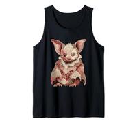 Adorable Estilo Kawaii de murciélago de Patchwork Cottagecore Camiseta sin Mangas