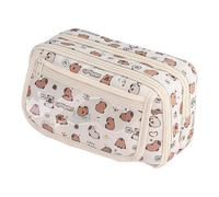 Adorable estuche Capybara de 21 x 10,5 x 13 cm, bonito estuche de Capybara con capacidad para lápices, estuche portátil con compartimentos con cremallera para la escuela, Khaki, Refer to description