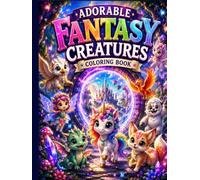 Adorable Fantasy Creatures Coloring Book: 50 Cute & Magical Designs Featuring Dragons, Unicorns, Baby Griffins, Phoenixes, Mermaids, Fairies, Pegasi, ... Relief Coloring Book for Kids, Teens & Adults