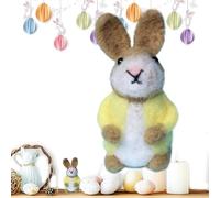 Adorable Felt Bunny, Easter Basket Stuffer, Handmade Crochet Animals, Cute Felted Rabbit Wearing Colorful Jacket Coats, Handmade Felt Rabbit, Easter Basket Stuffer, Animal Crafts for Home Decoration