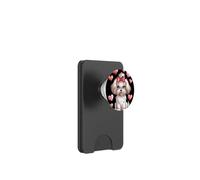 Adorable Fluffy Puppy with Pink Bow Cartoon Animal Lovers PopSockets PopWallet para MagSafe