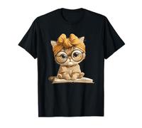 Adorable Gatito Bookworm con Bandana Camiseta