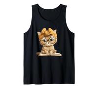 Adorable Gatito Bookworm con Bandana Camiseta sin Mangas