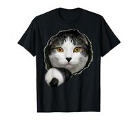 Adorable Gato atigrado Bicolor asomándose Camiseta