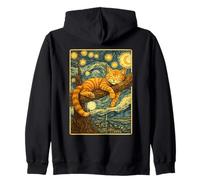 Adorable Gato Dormido clásico Inspirado en la Noche Estrellada de Van Gogh Sudadera con Capucha