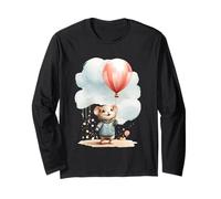 Adorable Globo Ratón Primavera Acuarelas y Pasteles Manga Larga