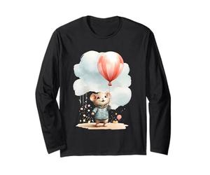 Adorable Globo Ratón Primavera Acuarelas y Pasteles Manga Larga